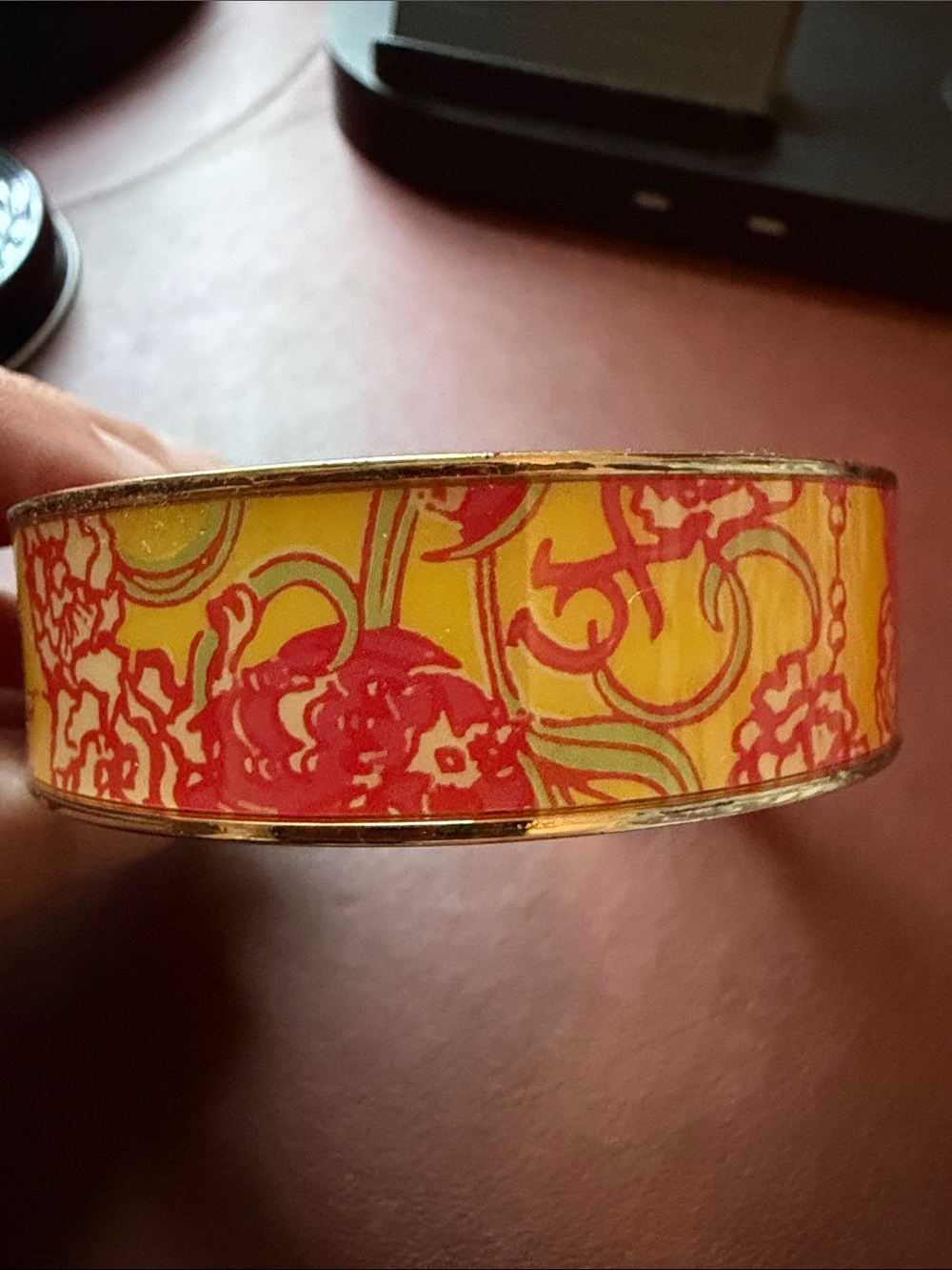 Lilly Pulitzer Yellow and Pink Floral Enamel Bangle